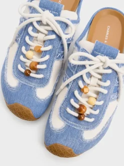 Denim & Leather Slip-On Sneakers