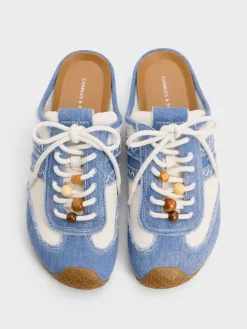 Denim & Leather Slip-On Sneakers