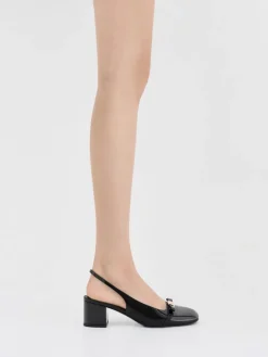 Dorian Patent Bow Slingback Pumps