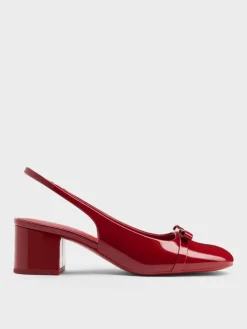 Dorian Patent Bow Slingback Pumps