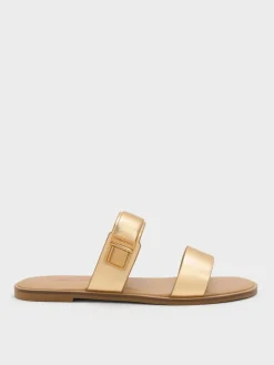Dove Metallic Double-Strap Sandals