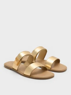 Dove Metallic Double-Strap Sandals