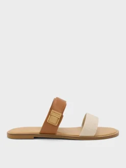 Dove Two-Tone Double-Strap Sandals
