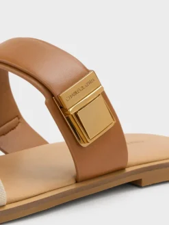 Dove Two-Tone Double-Strap Sandals