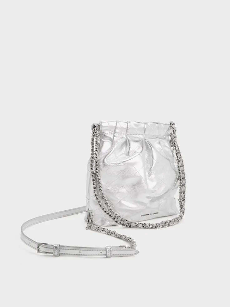 Duo Metallic Chain-Handle Two-Way Backpack