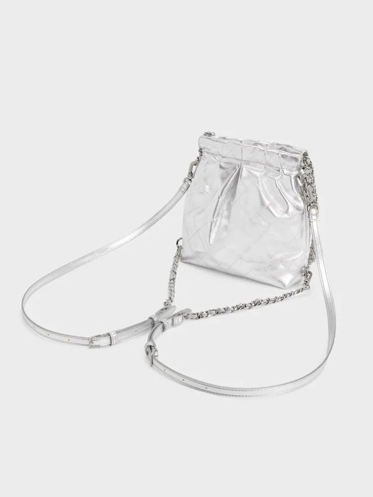 Duo Metallic Chain-Handle Two-Way Backpack