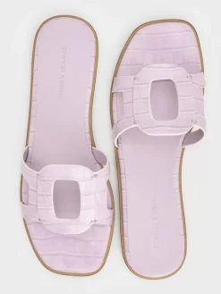 Easley Croc-Effect Cut-Out Slide Sandals