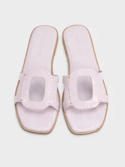Easley Croc-Effect Cut-Out Slide Sandals