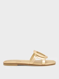 Easley Metallic Cut-Out Slide Sandals