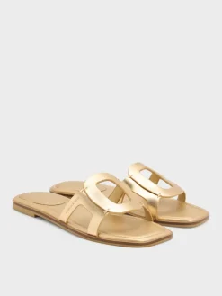 Easley Metallic Cut-Out Slide Sandals
