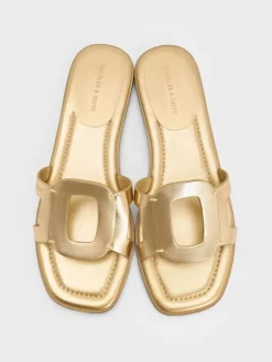 Easley Metallic Cut-Out Slide Sandals