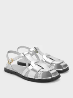 Easley Metallic T-Bar Caged Sandals