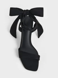 Eliana Textured Tie-Around Heeled Sandals