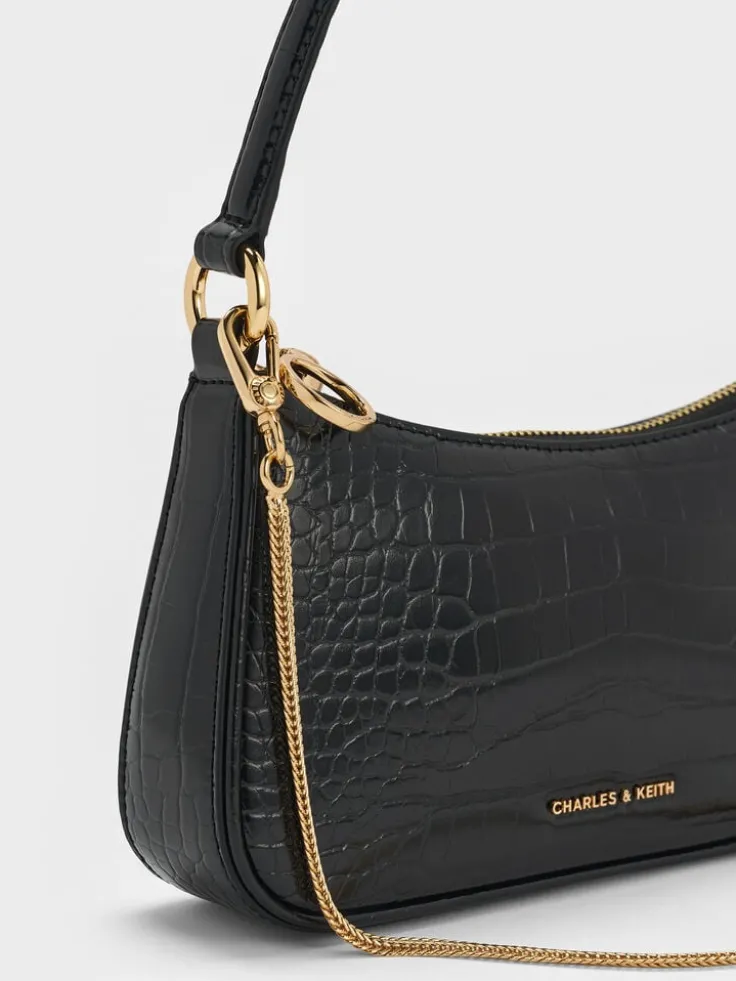 Elspeth Croc-Effect Chain-Link Shoulder Bag
