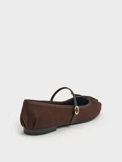 Emiko Faux Suede Bow Mary Jane Flats