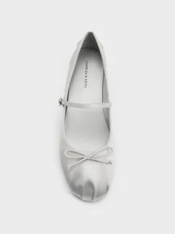 Emiko Satin Bow Mary Jane Flats