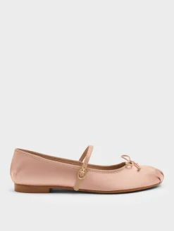 Emiko Satin Bow Mary Jane Flats
