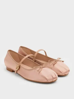 Emiko Satin Bow Mary Jane Flats