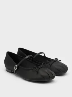 Emiko Satin Bow Mary Jane Flats