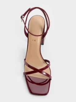 Emmaline Patent Leather Crystal Crossover Sandals