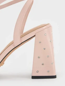 Emmaline Patent Leather Crystal Crossover Sandals