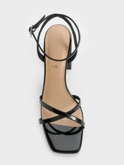 Emmaline Patent Leather Crystal Crossover Sandals