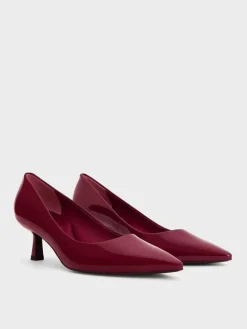 Emmy Patent Pointed Kitten Heel Pumps