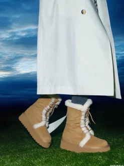Faux Suede & Faux Fur Flatform Boots