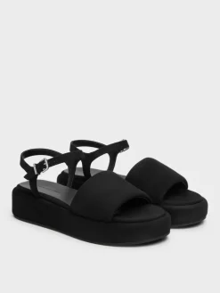 Faux Suede Ankle-Strap Flatform Sandals
