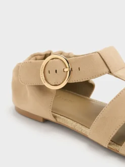 Faux Suede Caged Flat Espadrilles