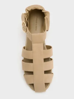 Faux Suede Caged Flat Espadrilles