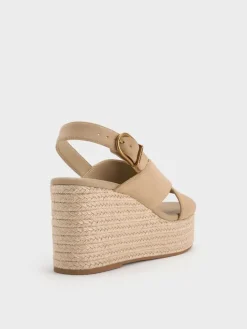 Faux Suede Crossover Espadrille Wedges