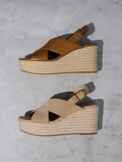 Faux Suede Crossover Espadrille Wedges