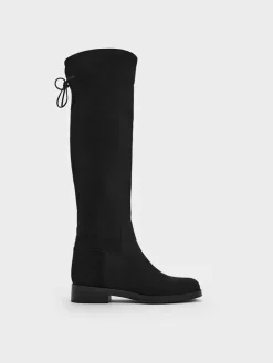 Faux Suede Fold-Over Thigh-High Boots
