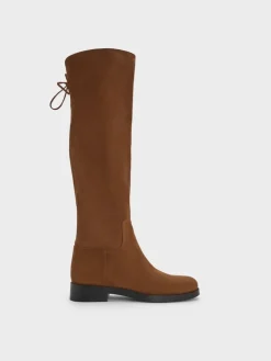 Faux Suede Fold-Over Thigh-High Boots