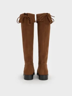 Faux Suede Fold-Over Thigh-High Boots