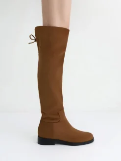 Faux Suede Fold-Over Thigh-High Boots