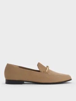 Faux Suede Metallic Knot-Bar Loafers