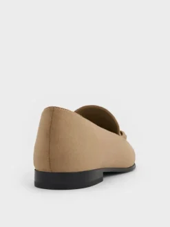 Faux Suede Metallic Knot-Bar Loafers