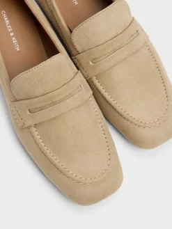 Faux Suede Penny Loafers