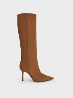 Faux Suede Pointed Stiletto Knee-High Boots