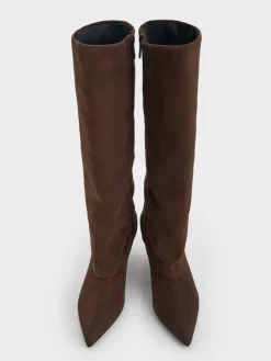Faux Suede Pointed Stiletto Knee-High Boots