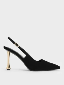 Faux Suede Sculptural-Heel Pointed Pumps