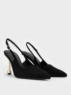 Faux Suede Sculptural-Heel Pointed Pumps
