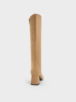 Faux Suede Square-Toe Knee-High Boots