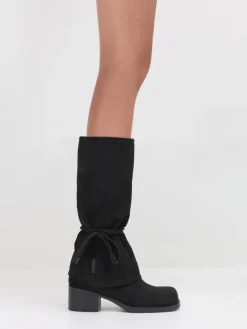 Faux Suede Tie-Around Knee-High Boots