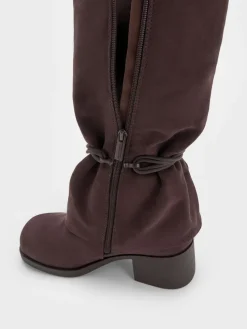 Faux Suede Tie-Around Knee-High Boots