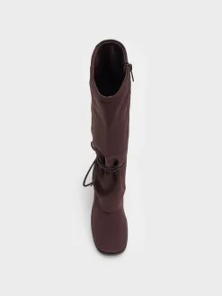 Faux Suede Tie-Around Knee-High Boots