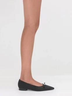 Felt Bow Pointed Ballet Flats