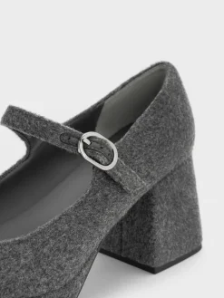Felt Platform Mary Jane Pumps
